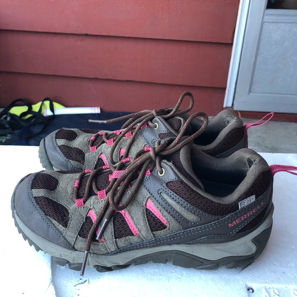 Merrell Womens "Canteen" Gray Brown And Pink Boots Trail Shoes Size 8.5